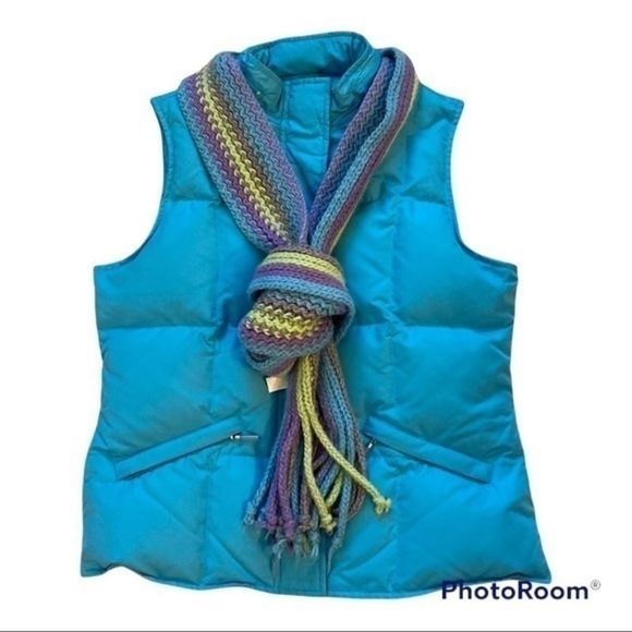 Talbots Turquoise Blue Puffer Vest with Hood - Picture 3 of 11